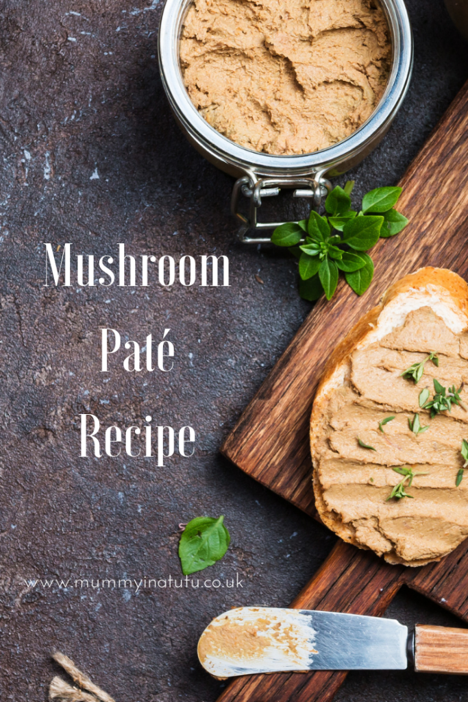 mushroom pate on bread and in a jar