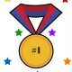 an award medal with no. 1 on it