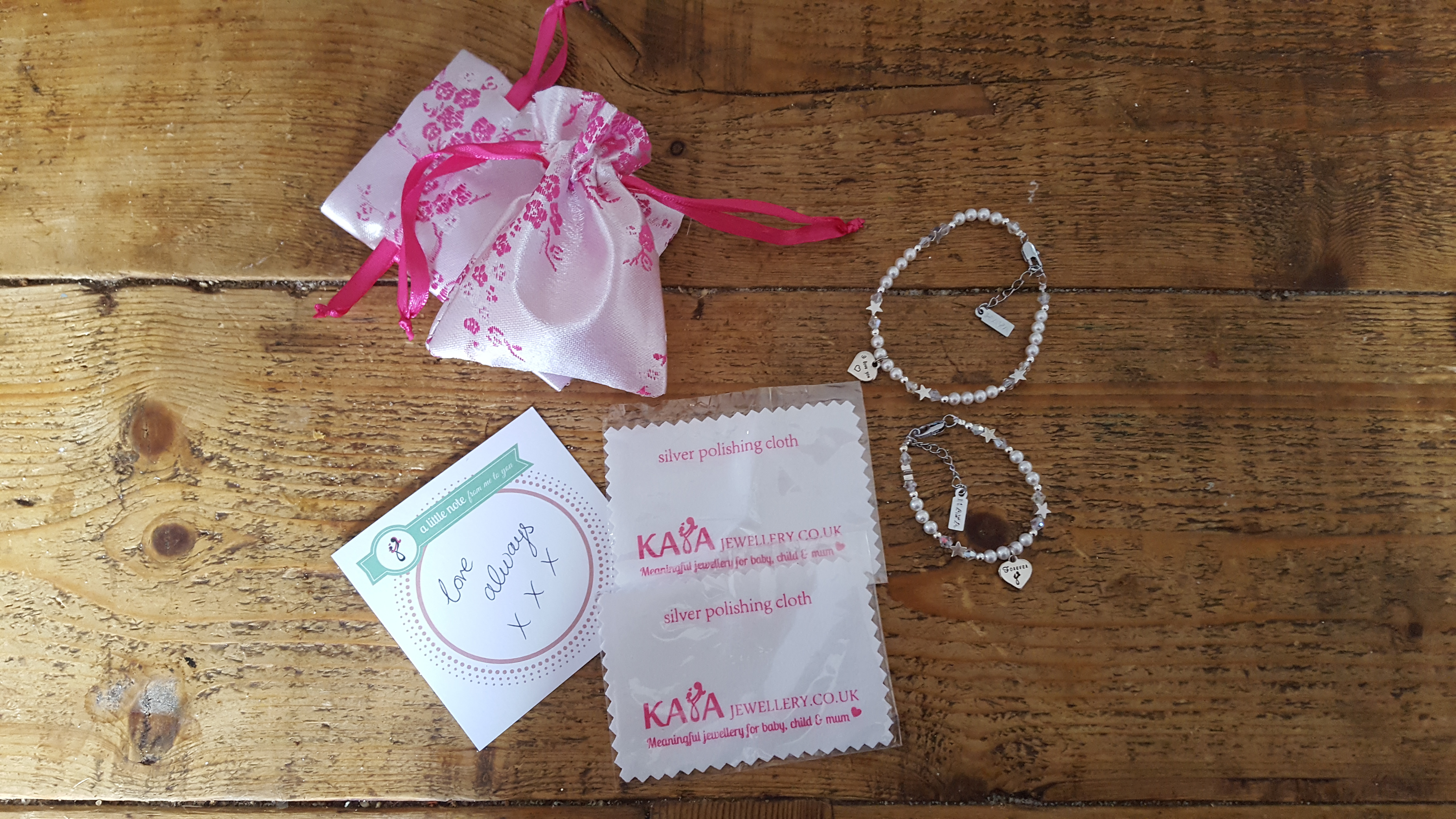 Gift Bags 2 Bracelets and 2 cleaning cloths from Kaya Jewellery