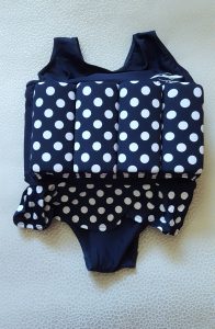 navy blue with white spots floaty swimming costume