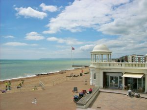bexhill sea front with the pavillion and people
