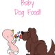 Cartoon baby and cartoon dog licking a lollipop