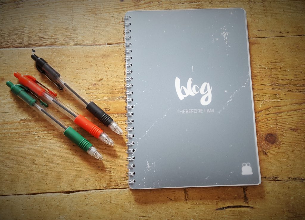 blog journal and 3 pens