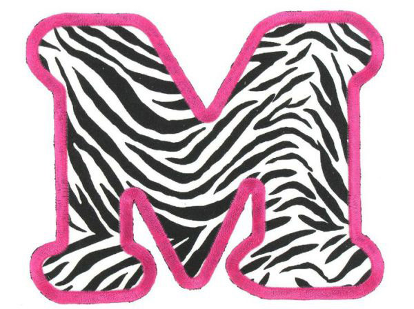 Letter M in zebra print