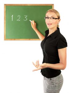 teacher at a blackboard