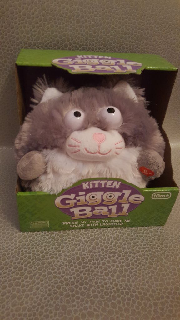 Fluffy toy kitten in a box