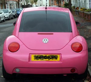 pink vw beetle car