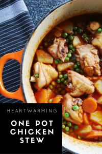 a pot full of chicken stew