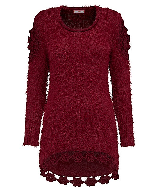 red woolen jumper - longer in back than front
