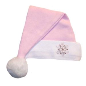 pink santa hat with snowflake on rim