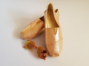 rose gold espadrilles and aviator style glasses
