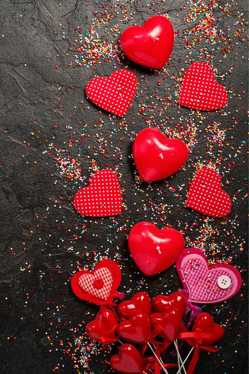 valentines hearts on a black background