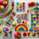 a selection of childrens wooden toys
